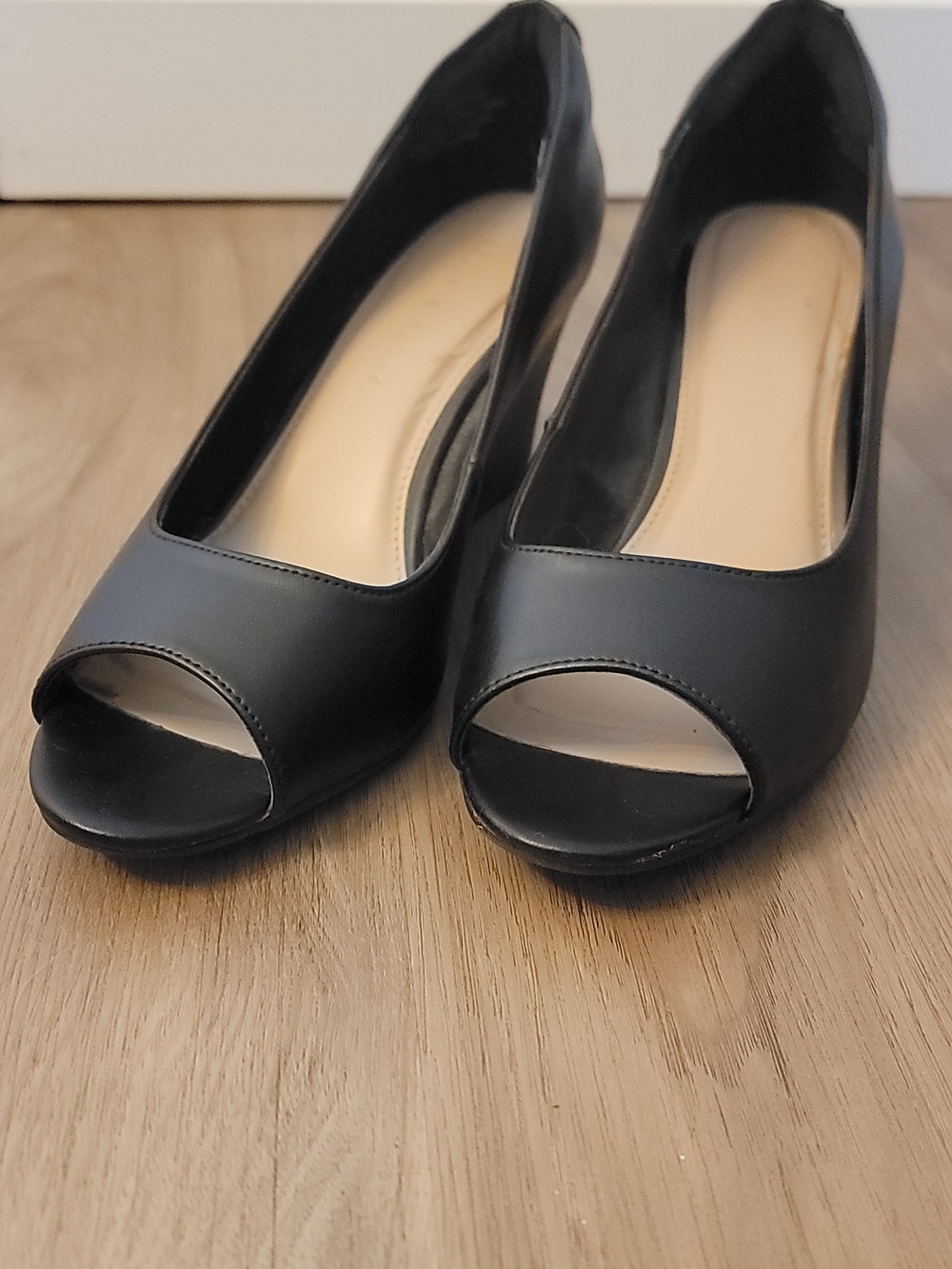 Kelly & Katie Black Open-Toe Pumps